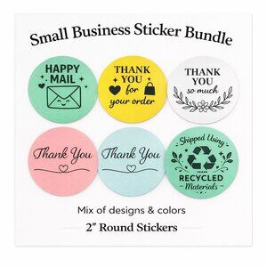 200 Small Business Packaging Sticker Bundle | Happy Mail + Thank You Mix  2inch